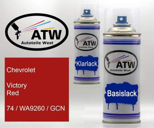 Chevrolet, Victory Red, 74 / WA9260 / GCN: 400ml Sprühdose + 400ml Klarlack - Set, von ATW Autoteile West.